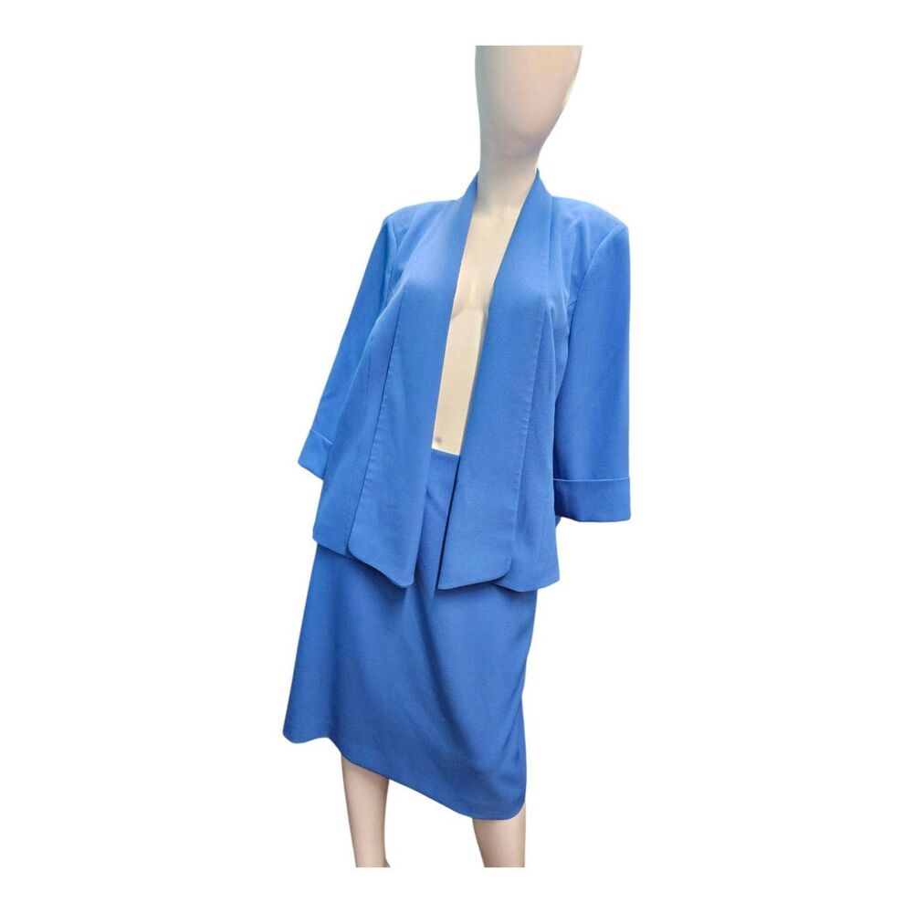 Kasper Blue Skirt Suit Womens Size 14/16 - Picture 4 of 16